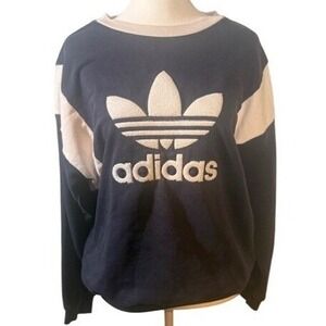 Adidas Originals Trefoil Colorblock Crewneck Sweatshirt UK8/US4 Navy 2017